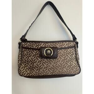 Etienne Aigner Monogram Shoulder Bag Brown Logo Handbag